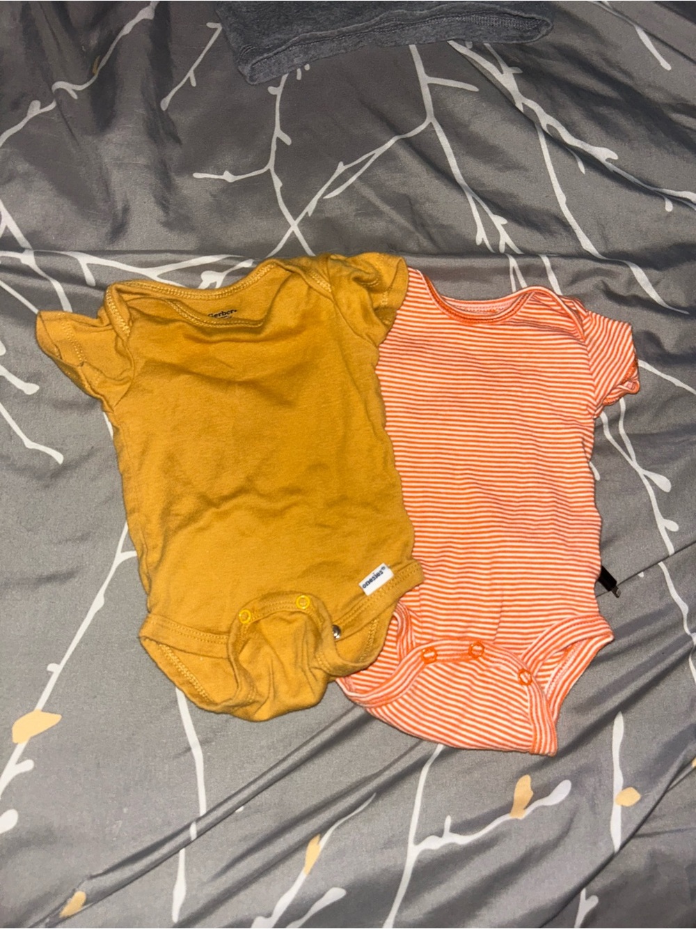 Carter's Mustard Solid + Orange Stripe Baby One-Piece Bodysuits